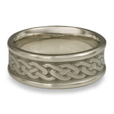 Narrow Self Bordered Celtic Link Wedding Ring in 14K White Gold